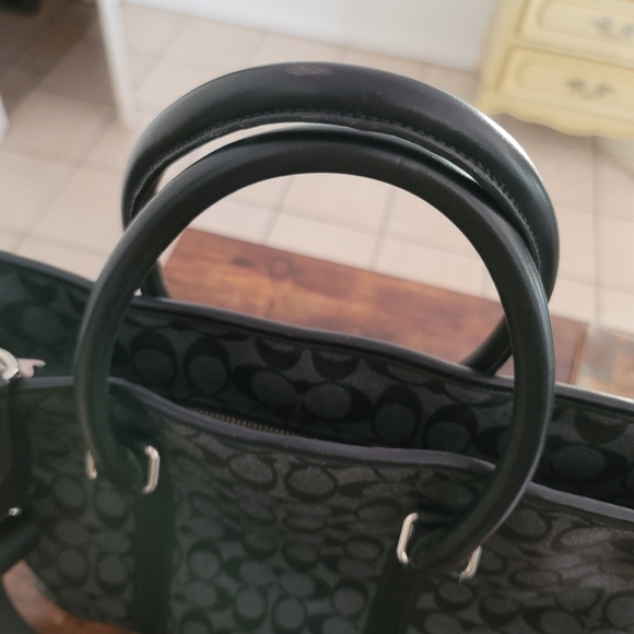COACH black monogram Briefcase computer bag travel - Picture 13 of 17